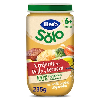 Puré de verduritas con pollo y ternera Hero 235 g-0