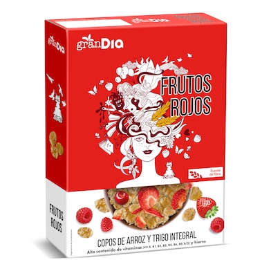 Cereales copos de arroz y trigo integral con frutos rojos Gran Dia 300 g-0