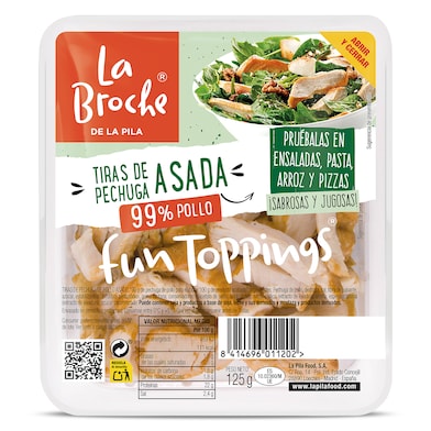 Tiras de pechuga de pollo asado La pila 125 g-0