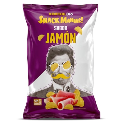 Patatas fritas onduladas sabor jamón Dia Snack Maniac 170 g-0