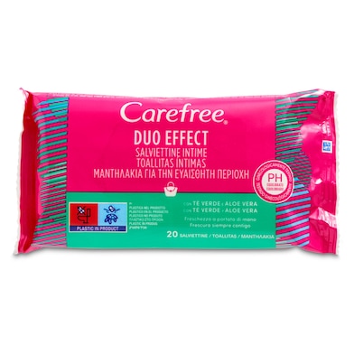 Toallitas íntimas con aloe vera Carefree 20 unidades-0