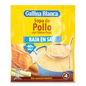 Sopa de pollo con fideos baja en sal Gallina Blanca 68 g