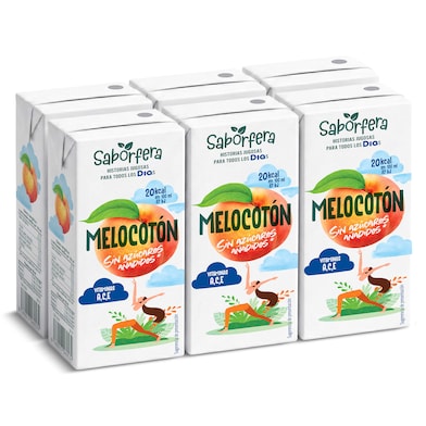 Bebida de zumo de melocotón sin azúcares añadidos Dia Saborfera pack 6 x 200 ml-0