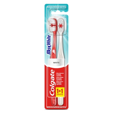 Cepillo de dientes blanqueador medio Colgate Max White 2 unidades-0
