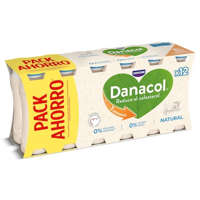 Bebida láctea natural 0% azúcares añadidos Danacol 12 x 100 g-0