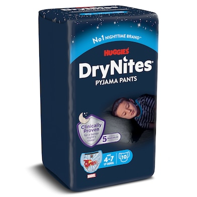Pañales de noche infantiles de 4 a 7 años Huggies DryNites 10 unidades-0