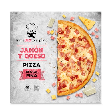 Pizza jamón y queso masa fina Dia Al Punto 350 g-0