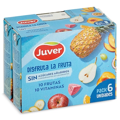Bebida de zumo 10 frutas sin azúcares añadidos Juver Disfruta brik 6 x 200 ml-0