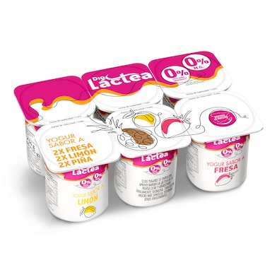 Yogur desnatado sabor limón, fresa y piña Dia Láctea 6 x 125 g-0