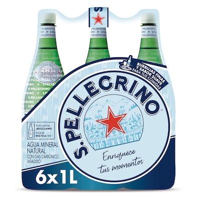 Agua mineral con gas San Pellegrino pack 6 x 1 L-0