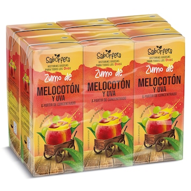 Zumo de melocotón y uva Dia Saborfera pack 6 x 200 ml-0