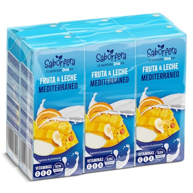 Bebida de fruta y leche mediterráneo Dia Saborfera pack 6 x 200 ml-0