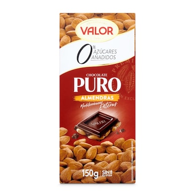 Chocolate puro con almendras sin azúcar Valor 150 g-0