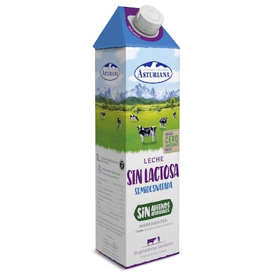 Leche semidesnatada sin lactosa Asturiana 1 L-0