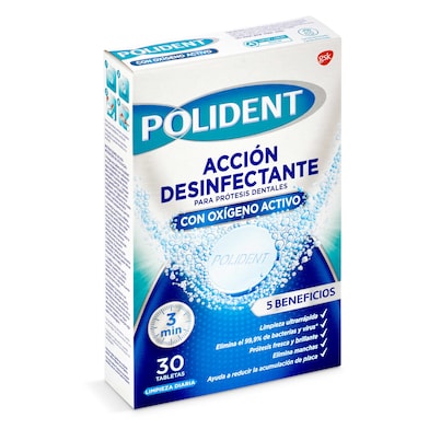 Tabletas limpiadoras para prótesis dental Polident 30 unidades-0
