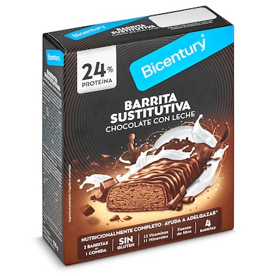 Barritas de chocolate con leche con chocochips Bicentury 128 g-0