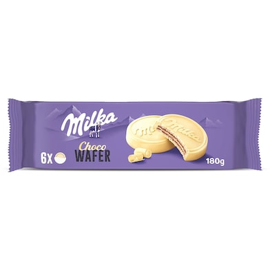Galletas choco wafer chocolate blanco Milka 180 g-0