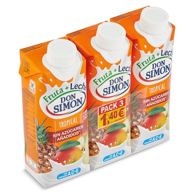Bebida de fruta y leche tropical Don Simón pack 3 x 330 ml-0