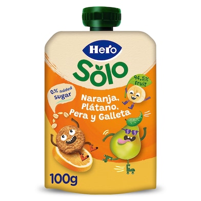 Alimento infantil con puré de frutas y galleta Hero 100 g-0