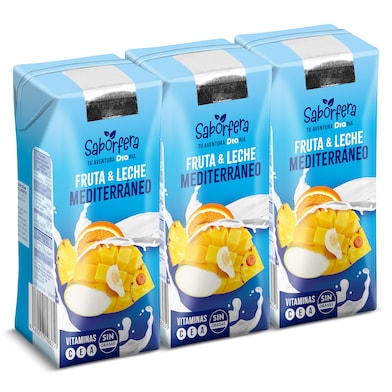 Bebida de fruta y leche mediterráneo Dia Saborfera pack 3 x 330 ml-0