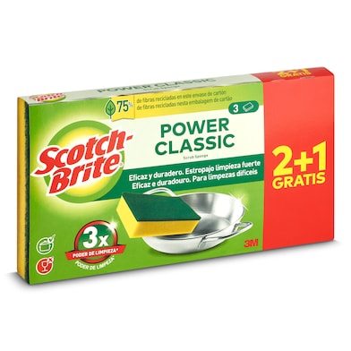 Estropajo classic verde Scotch brite 3 unidades-0