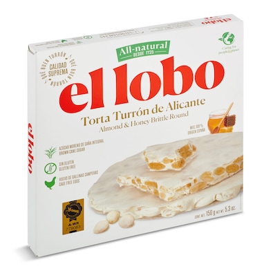 Torta de turrón de Alicante El Lobo 150 g-0 Torta de turrón de Alicante El Lobo 150 g-0