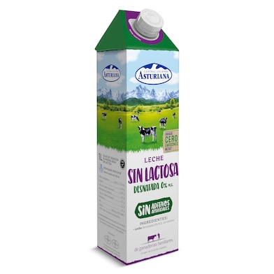 Leche desnatada sin lactosa Asturiana 1 L-0