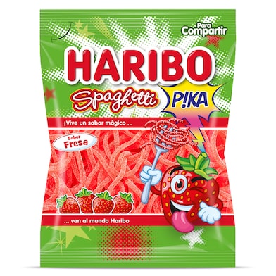 Golosinas spaguetti sabor fresa pika Haribo bolsa 150 g-0