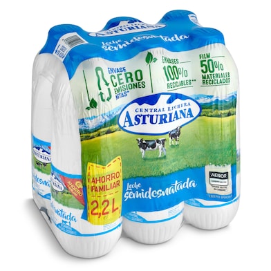 Leche semidesnatada Asturiana pack 6 x 2.2 L-0