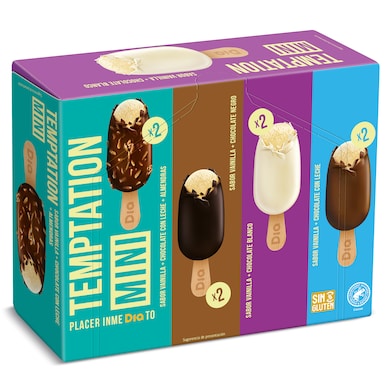 Helado bombón mini surtido Dia Temptation 8 x 36 g-0