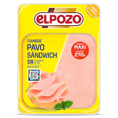 Fiambre de pavo sándwich Elpozo 270 g-0