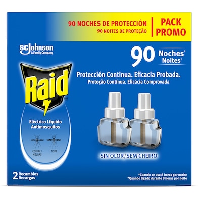 Recambio insecticida eléctrico duplo 45 noches Raid 2 unidades-0