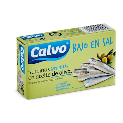 Sardinillas en aceite de oliva bajo en sal Calvo 60 g-0