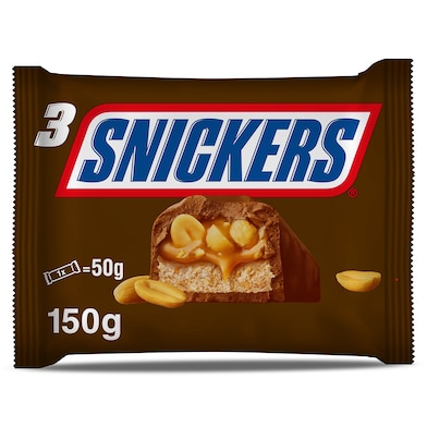 Barritas de chocolate con caramelo y cacahuetes Snickers 150 g-0