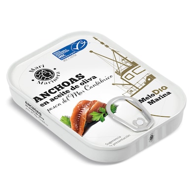 Anchoas del Cantábrico MSC en aceite de oliva Dia Mari Marinera 50 g-0