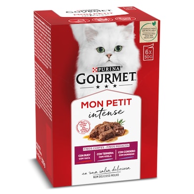 Alimento para gatos con buey, ternera y cordero Gourmet 300 g-0