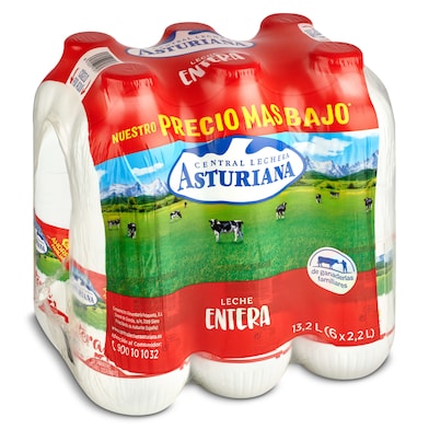 Leche entera Asturiana pack 6 x 2.2 L-0