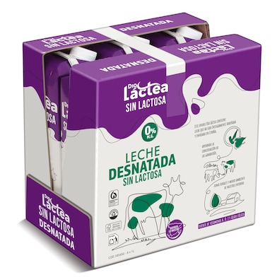 Leche desnatada sin lactosa Dia Láctea pack 6 x 1 L-0