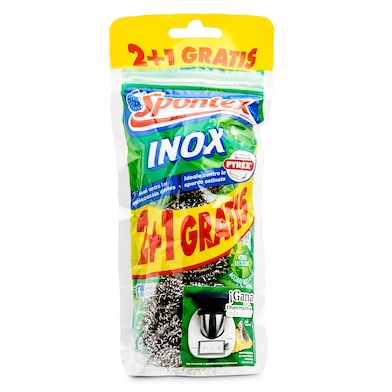 Estropajo acero inoxidable Spontex 3 unidades-0