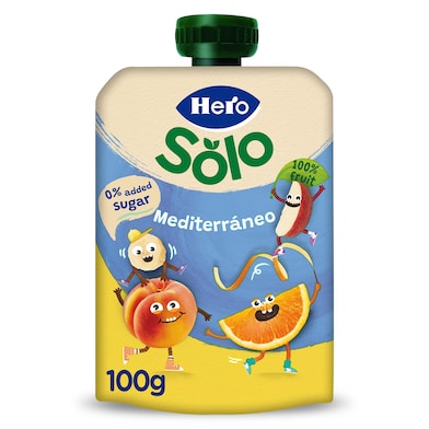 Alimento infantil con puré de frutas mediterráneo Hero 100 g-0