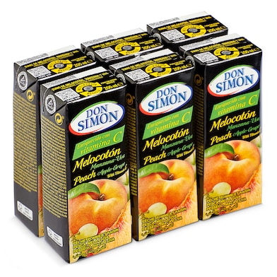 Zumo de melocotón, manzana y uva Don Simón brik 6 x 200 ml-0