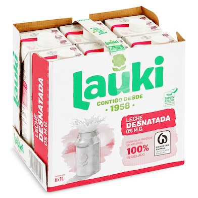 Leche desnatada Lauki pack 6 x 1 L-0