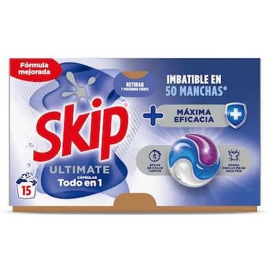 Detergente en cápsulas máxima eficacia Skip 15 lavados-0