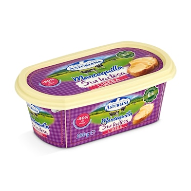 Mantequilla ligera sin lactosa Asturiana 250 g-0