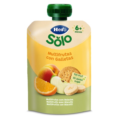 Alimento infantil con puré multifrutas con galleta Hero 100 g-0