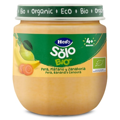 Puré de pera, plátano y zanahoria 100% ecológica Hero 120 g-0