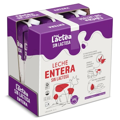 Leche entera sin lactosa Dia Láctea pack 6 x 1 L-0