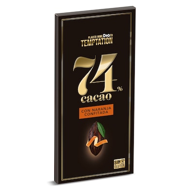Chocolate negro 74% cacao con naranja confitada Dia Temptation 100 g-0