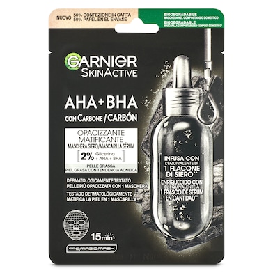 Mascarilla facial AHA + BHA con carbón activo Garnier 1 unidad-0