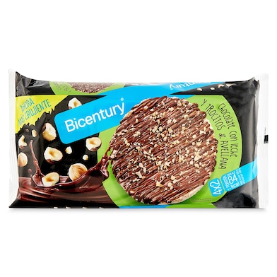 Tortitas de arroz con chocolate con leche y avellanas Bicentury 142 g-0